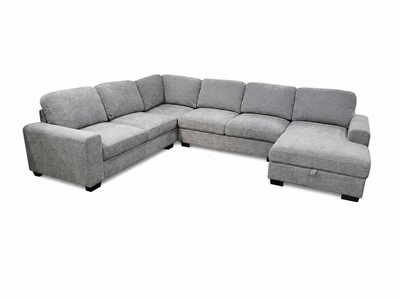 Aspen Grey Fabric Sectional with Storage Chaise