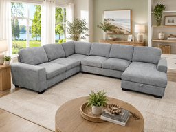 Aspen Grey Fabric Sectional with Storage Chaise