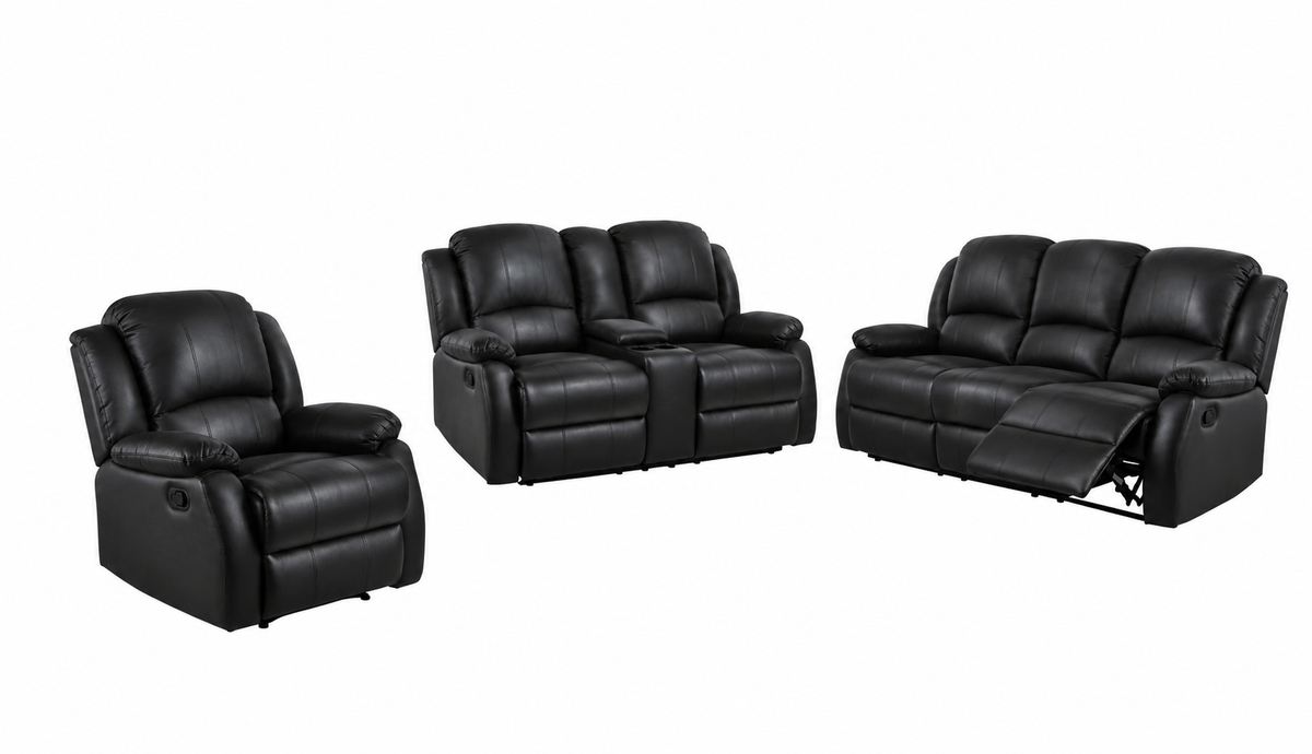 Danbry - Reclining Sofa, Loveseat and Chair Set - Black