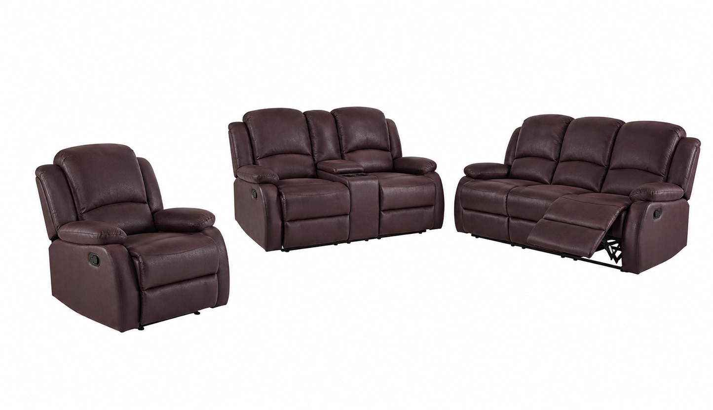 Danbry - Reclining Sofa, Loveseat and Chair Set - Brown