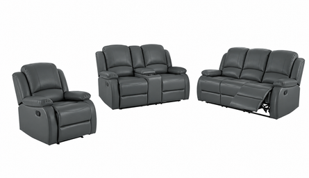 Danbry - Reclining Sofa, Loveseat and Chair Set - Grey