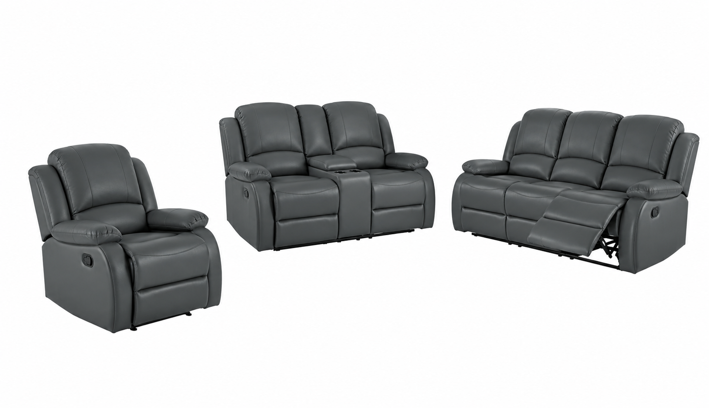 Danbry - Reclining Sofa, Loveseat and Chair Set - Grey