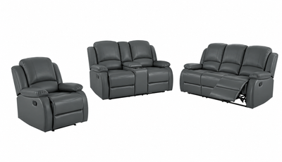 Danbry - Reclining Sofa, Loveseat and Chair Set - Grey