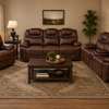 Fulton Power Reclining Leather Gel Sofa Set - Brown
