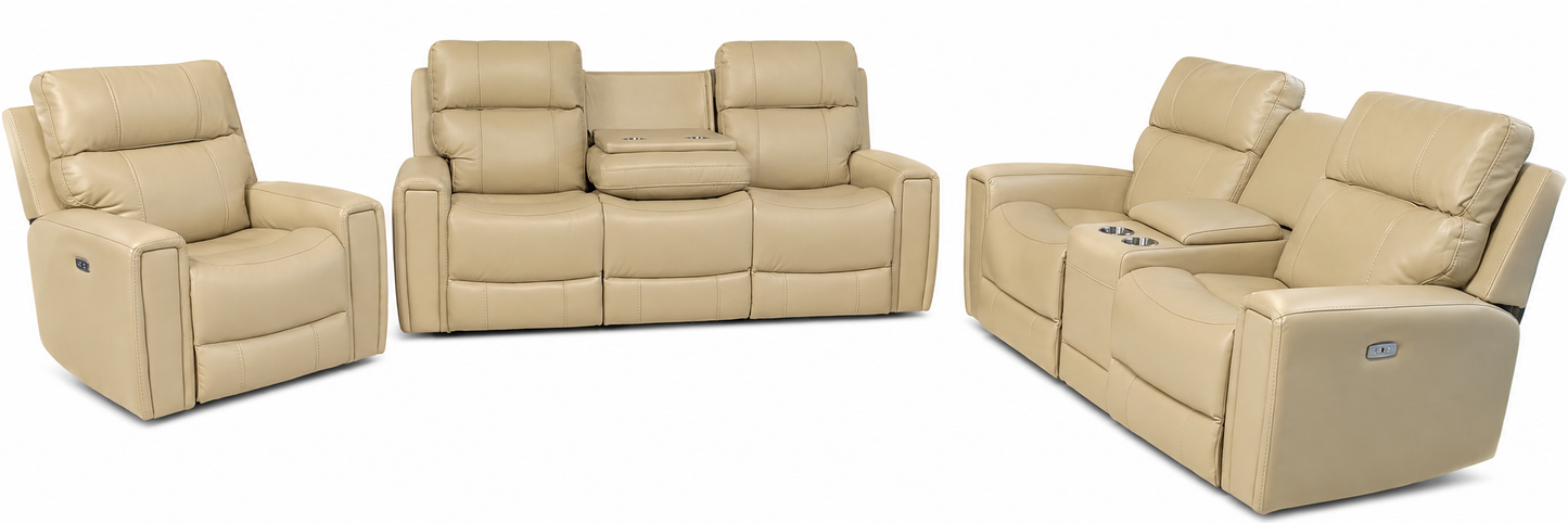 Helix Premium Power Recline Living Room Set – Leather Gel Comfort & Modern Luxury