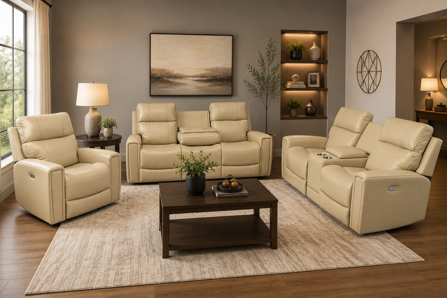 Helix Premium Power Recline Living Room Set – Leather Gel Comfort & Modern Luxury