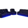 Harper - Leather Aire Manual Reclining Sofa Set with Console, Drop Down Table & LED Lights - Black