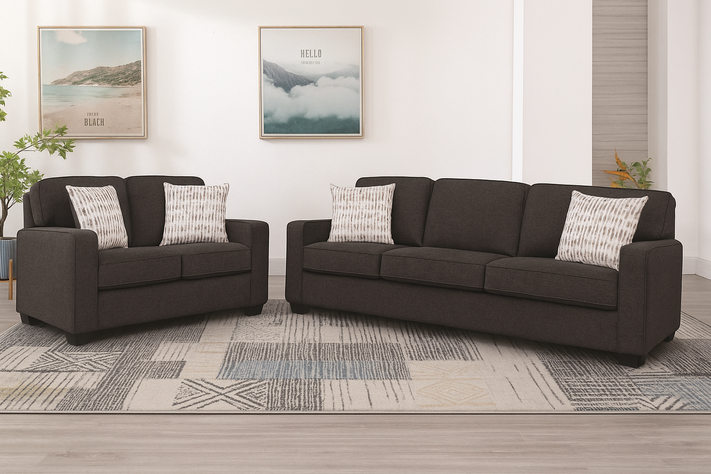 Cotton - Sabah Lead Sofa and Loveseat