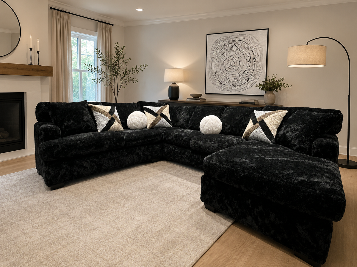 6255 - Ultra Plush Sectional - Black