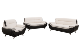 Kingston - Sofa Set Faux Leather - White and Black