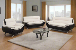 Kingston - Sofa Set Faux Leather - White and Black