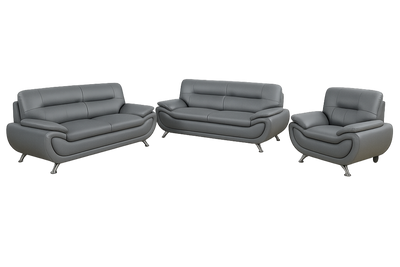 Kingston - Sofa Set Faux Leather - Grey