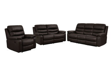 Harper - Reclining Sofa, Loveseat and Chair Set - Brown