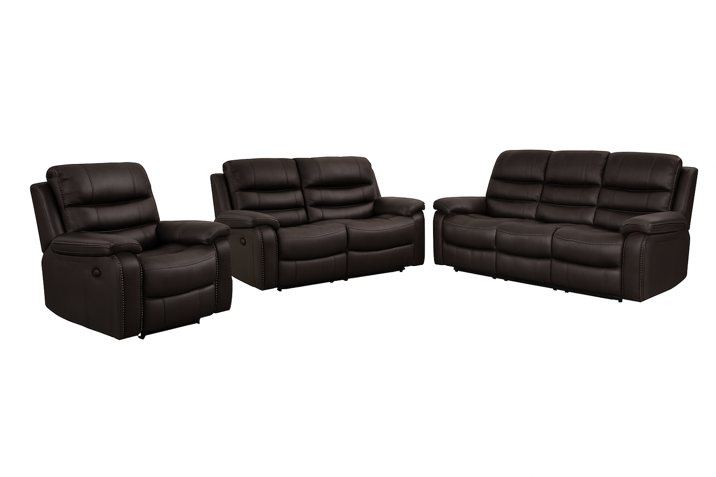 Harper - Reclining Sofa, Loveseat and Chair Set - Brown