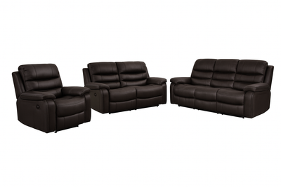 Harper - Reclining Sofa, Loveseat and Chair Set - Brown