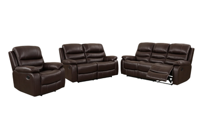 Danbry - Reclining Sofa, Loveseat and Chair Set - Brown