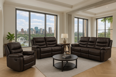 Harper - Reclining Sofa, Loveseat and Chair Set - Brown