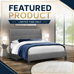 Queen Fabric Platform Bedframe - Dark Grey