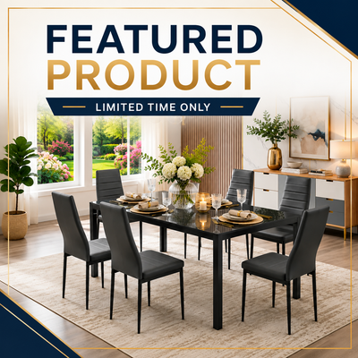 T5051 Glass Top 7 Piece Dining Set - Grey