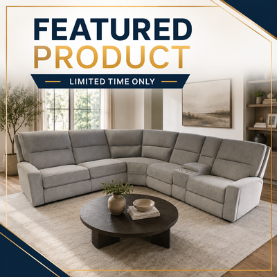Grey Fabric Power Reclining Sleeper Sectional with Storage Console