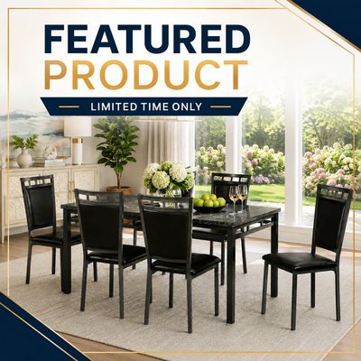 1240 7 Piece Faux Marble Dining Set
