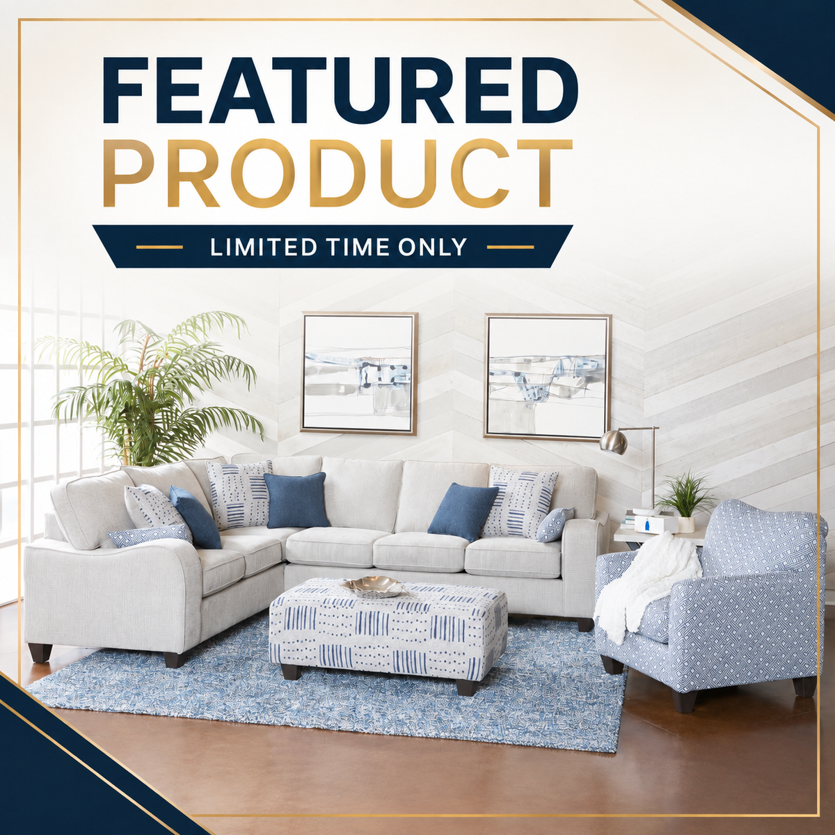 6090 - Chenille Light Grey Sectional