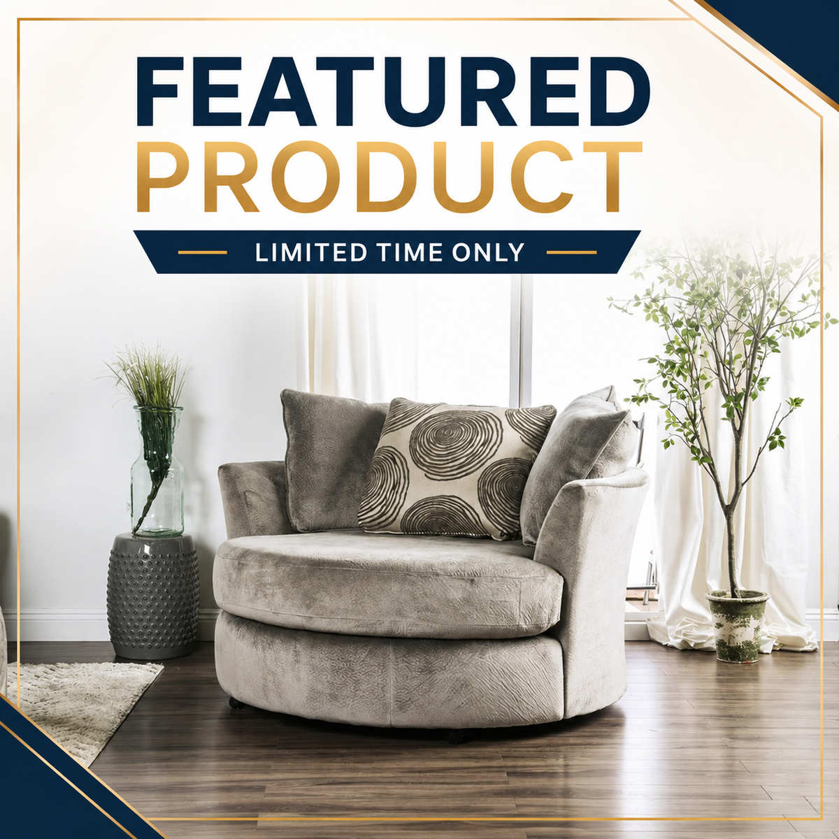 6122 Grey Champion Swivel Cuddle Chair