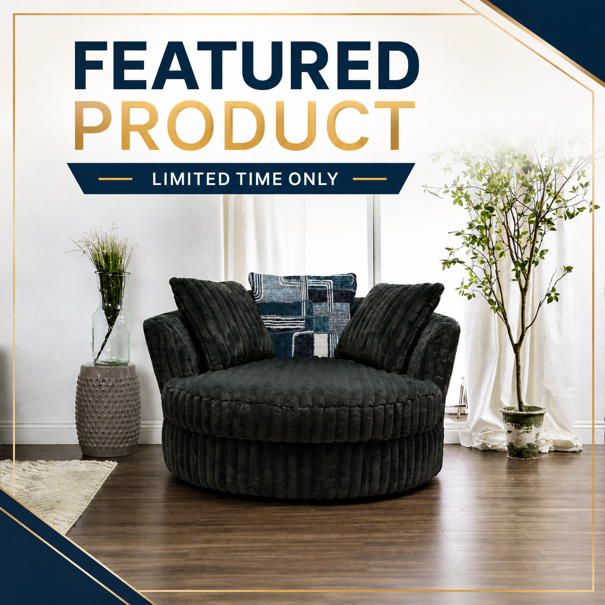6129 Galactic Charcoal Swivel Cuddle Chair
