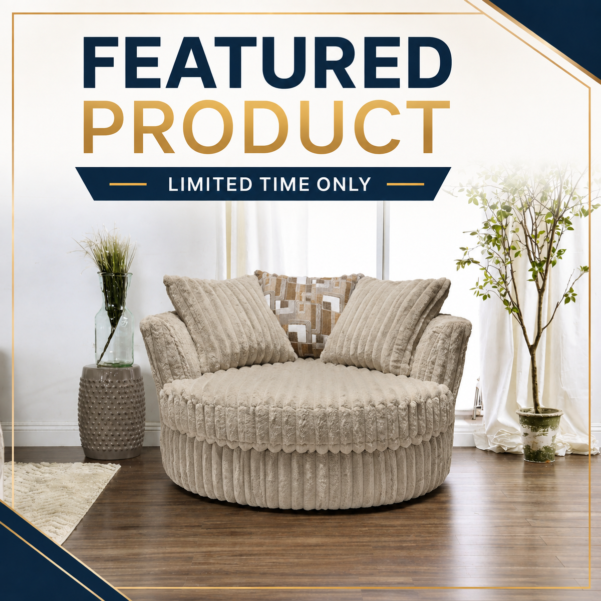 6129 Galactic Parchment Swivel Cuddle Chair