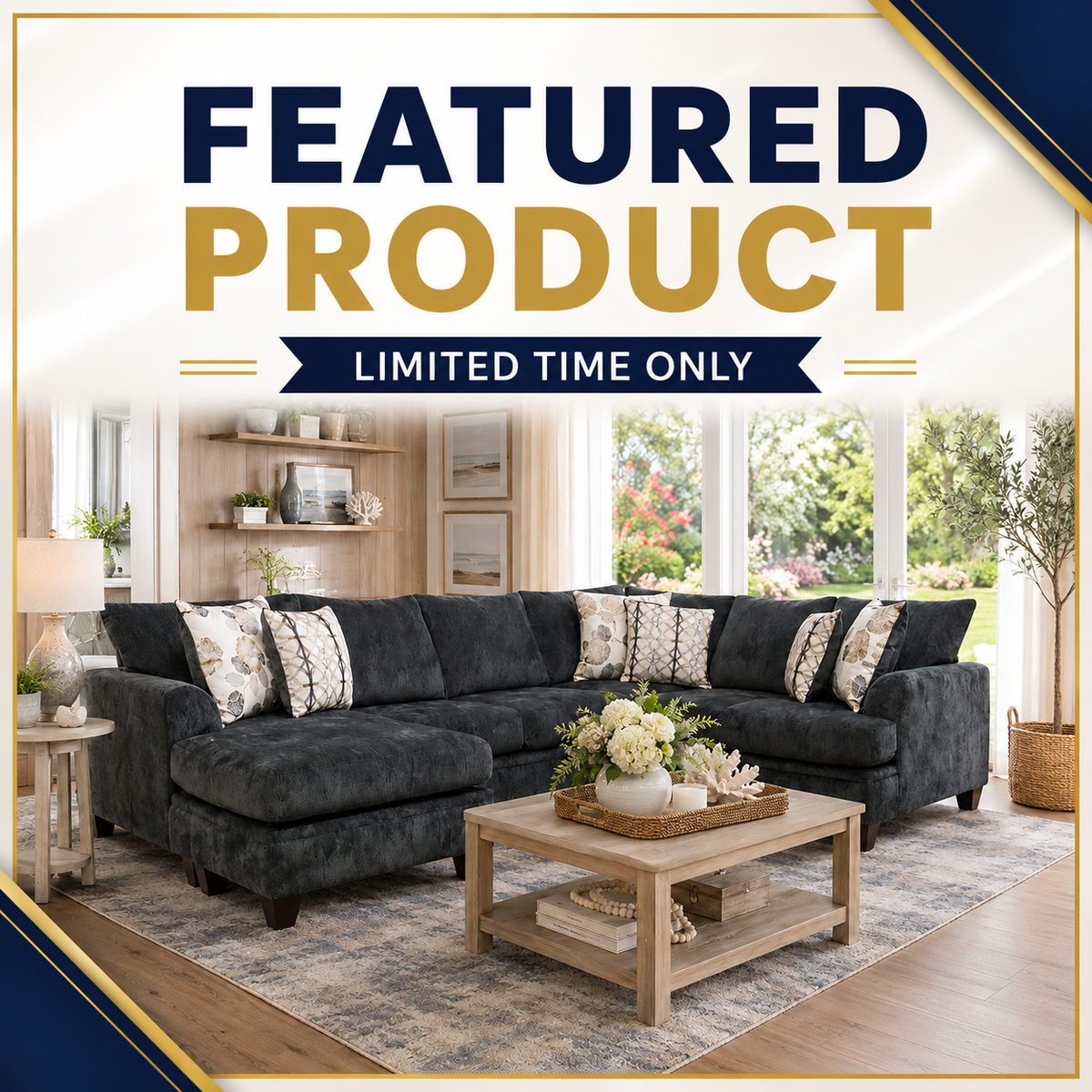 6140 - Coastline Charcoal Sectional