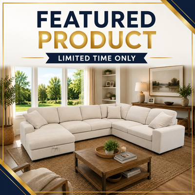Aspen Beige Fabric Sectional with Storage Chaise