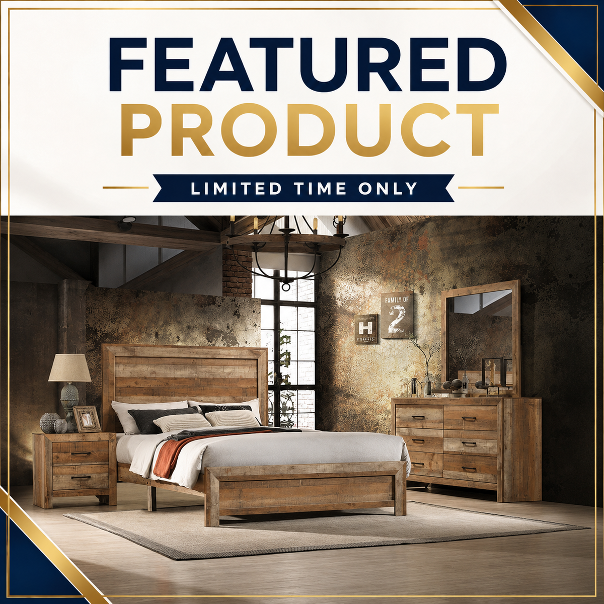 Beverly Queen Bedroom Set - Rustic Hickory