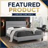 Queen Fabric Platform Bedframe - Light Grey