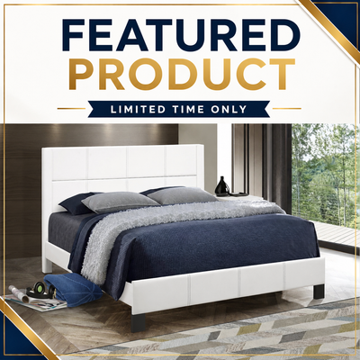 Queen PU Platform Bedframe - White