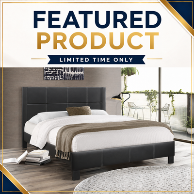 Queen PU Platform Bedframe - Black