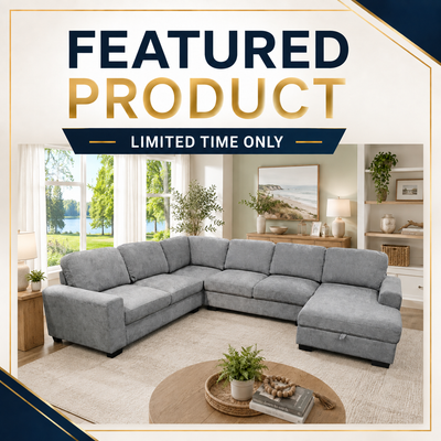 Aspen Grey Fabric Sectional with Storage Chaise
