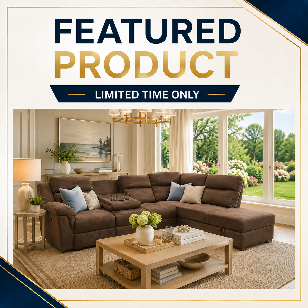 Titus Fabric Reclining Sectional with Storage - Brown