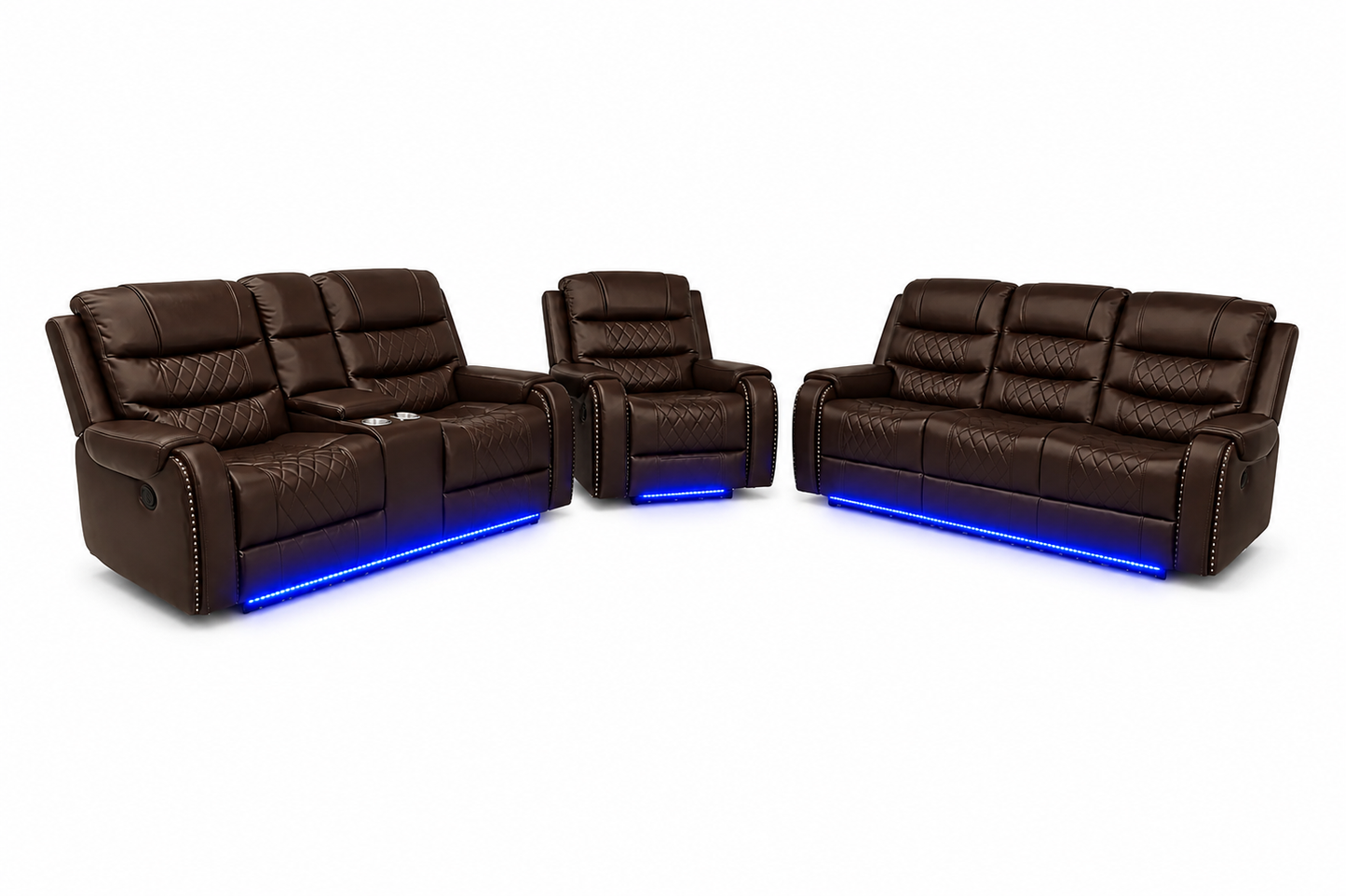 Harper - Reclining Sofa, Loveseat and Chair Set - Brown
