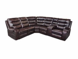 Mirabell Leather Gel Reclining Sectional with Console - Brown