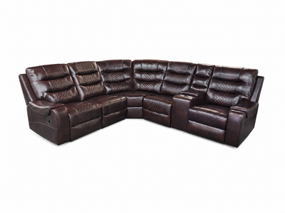 Mirabell Leather Gel Reclining Sectional with Console - Brown