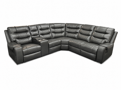 Mirabell Leather Gel Reclining Sectional with Console - Grey
