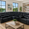Mirabell Leather Gel Reclining Sectional with Console - Black
