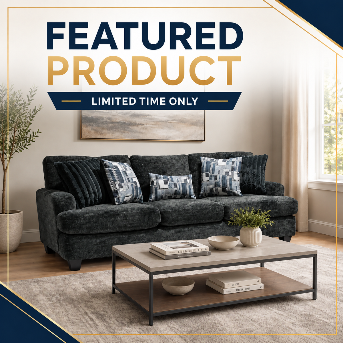 1025 - Galactic Charcoal Sofa