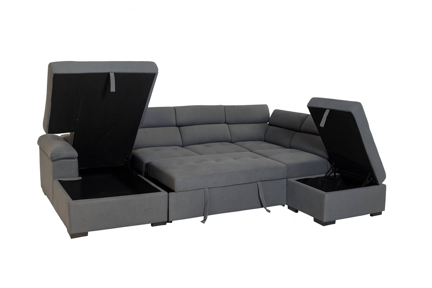 Strata U-Shaped Fabric Sectional Sofabed with Storage