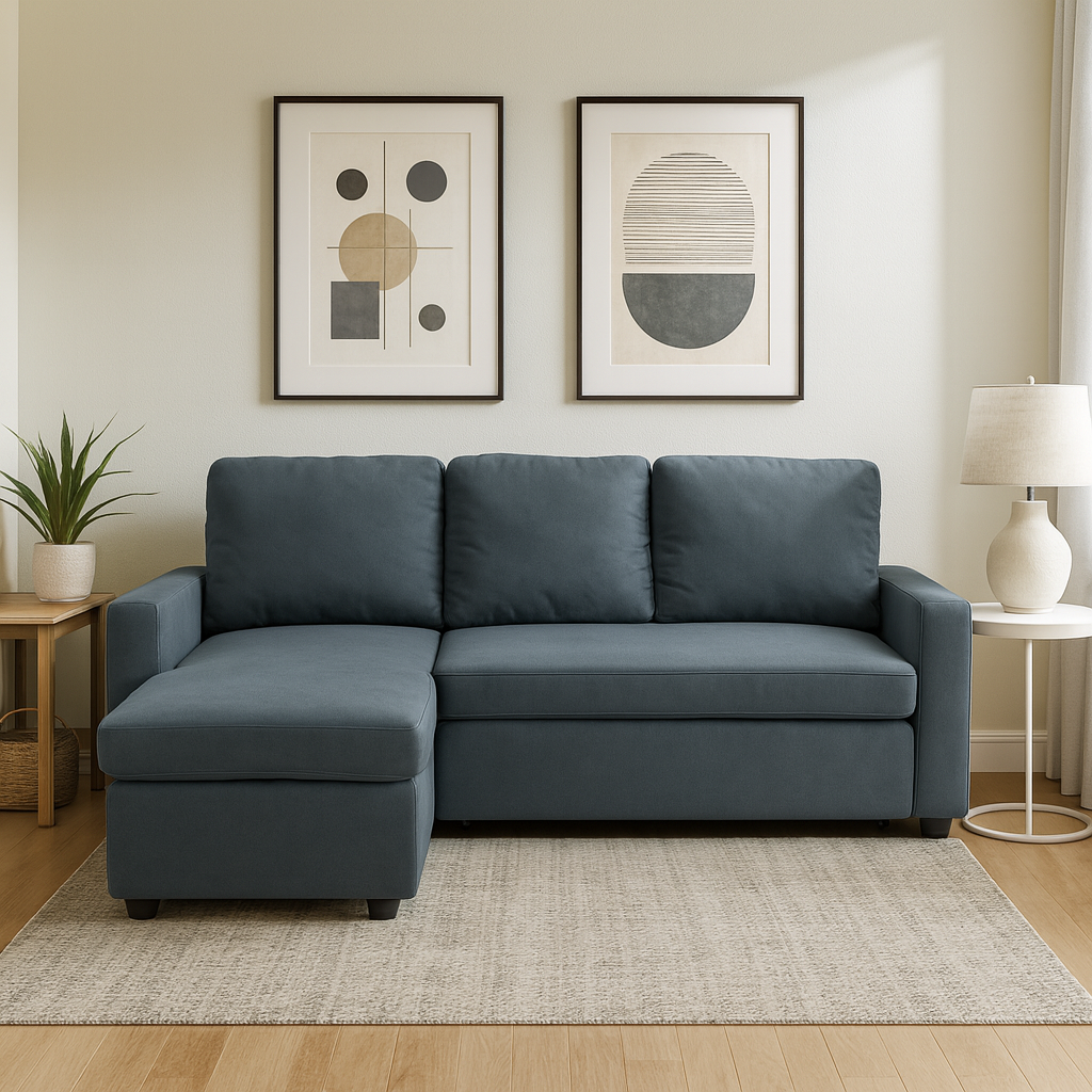 Luna Fabric Sectional Sofabed with Storage