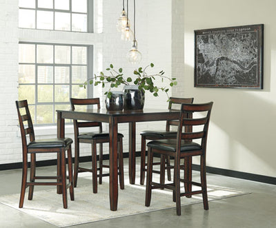 Coviar 5 Piece Counter Height Dining Set - Brown