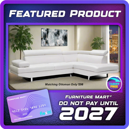 Oscar - Leatherette Sectional  - White - Left Chaise (Ottoman available)