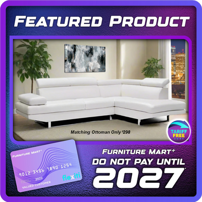 Oscar - Leatherette Sectional  - White - Left Chaise (Ottoman available)