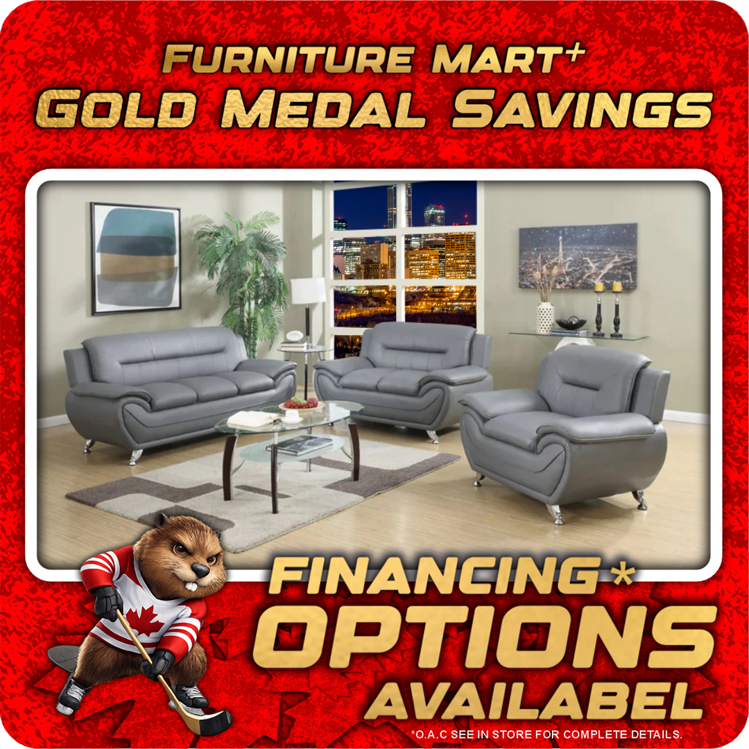 Kingston - Sofa Set Faux Leather - Grey