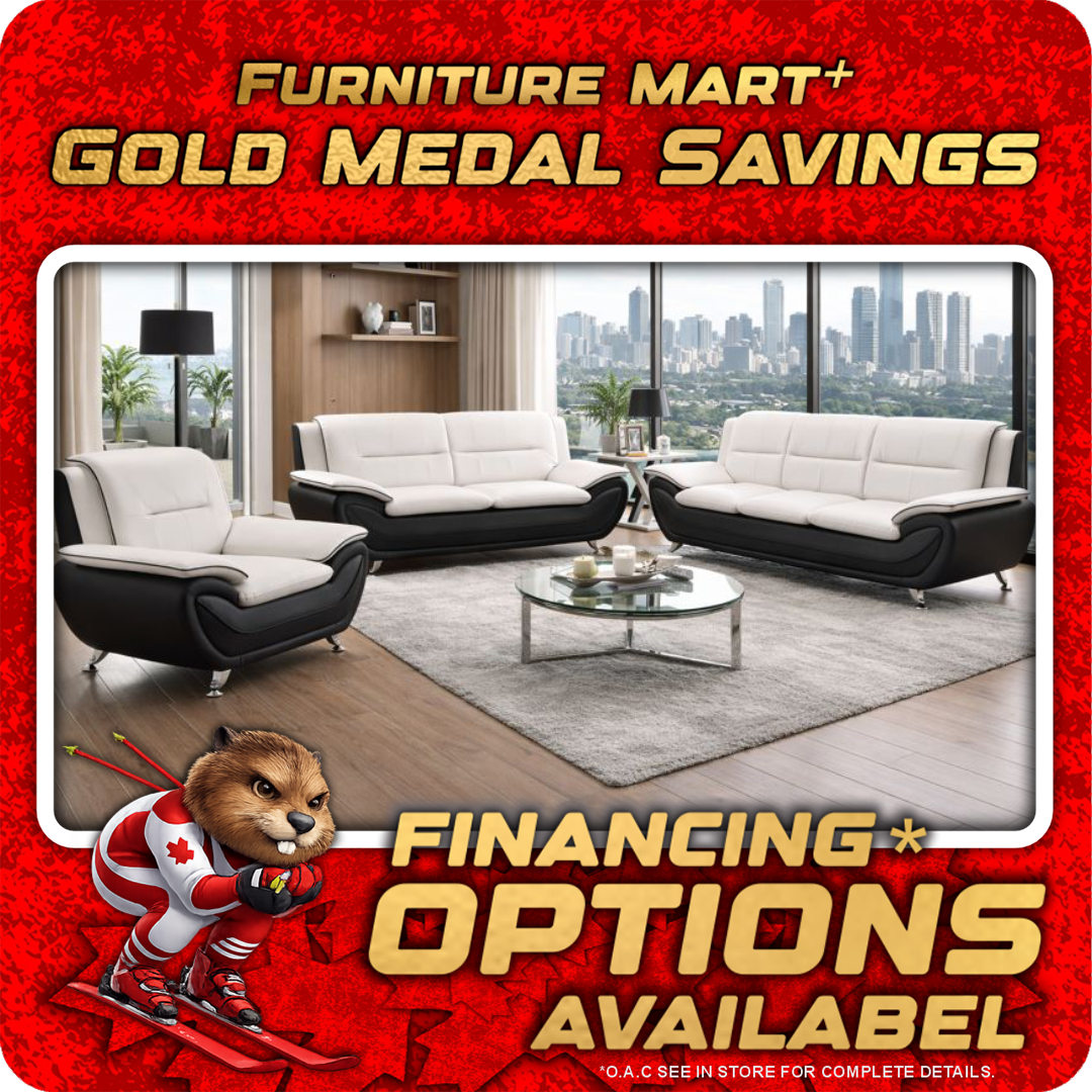 Kingston - Sofa Set Faux Leather - White and Black